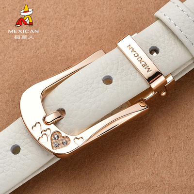 稻草人女皮带 头层牛皮针扣皮带 瑕疵特价