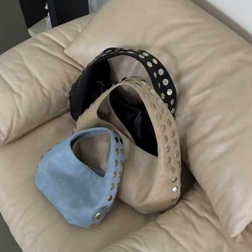 PU Shoulder Bag Women 2026 Rivet Vintage Handbag