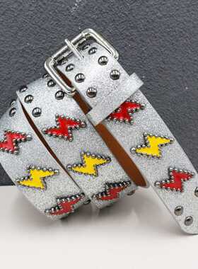 Y2K Iridescent Leather Belt  Corset Unisex Waist Strap