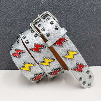 Y2K Iridescent Leather Belt  Corset Unisex Waist Strap