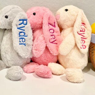 Custom Embroidered Bunny Plush Toy Birthday Wedding Gift