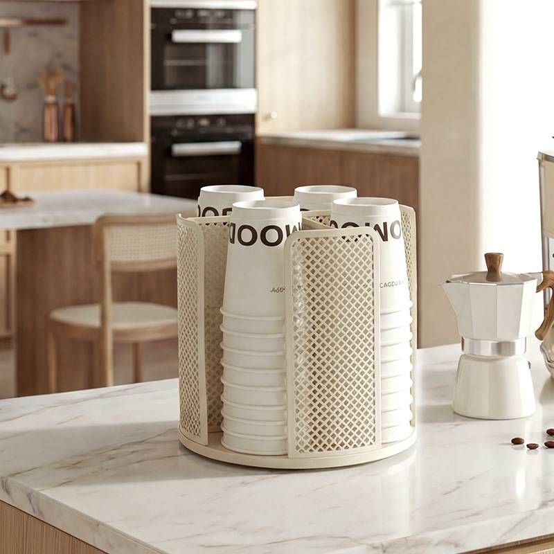 360 Rotating Paper Cup Holder Plastic Office Organizer - 实物图