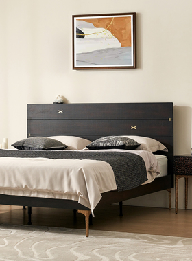 中古风纯原木巴蒂木1米8主卧高脚床法式1.5米全实木床英伦复古风