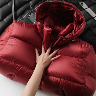 河南台前羽绒超轻超柔90白鸭绒羽绒服女短款2025新款高端廓形