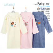 AILANDI全棉A类可爱刺绣低捻纱儿童浴袍游泳浴衣毛巾料浴袍秋冬款