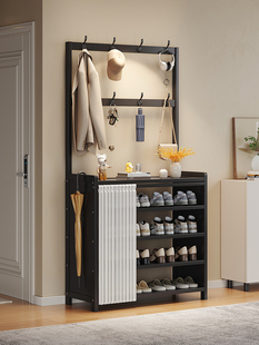 简易鞋架家用室内好看多层衣帽架一体2025新款鞋柜置物架带防尘罩