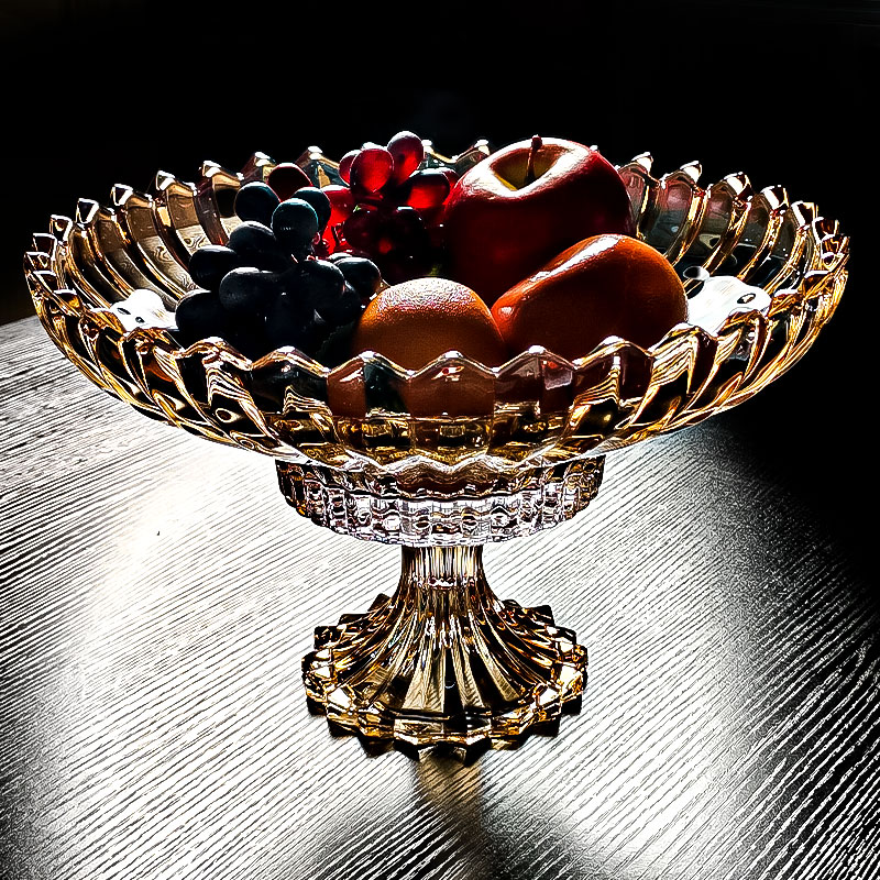 2025新款水晶玻璃高脚水果盘