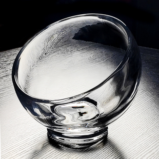 透明斜口猫碗宠物水碗水晶玻璃碗水果沙拉狗猫咪喝水容器大号器皿