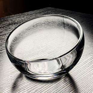 水晶玻璃碗猫水碗猫碗斜口盆小猫狗喝水猫咪宠物水果沙拉盘大容量