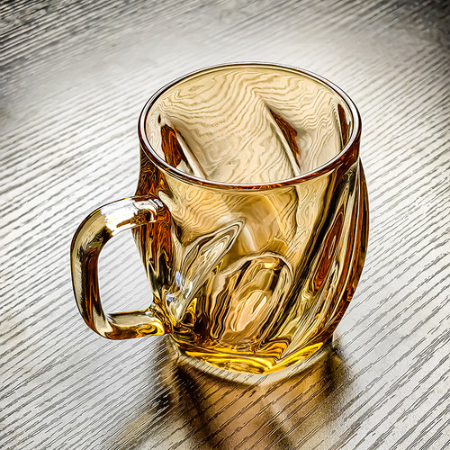 水晶玻璃杯水杯茶杯琥珀色咖啡主人杯子带把高级感轻奢高颜值女士