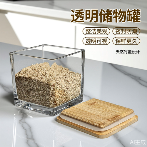 高颜值调味玻璃碗透明四方方缸