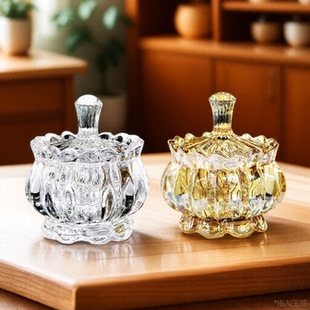 水晶玻璃烟灰缸高端大气上档次有盖高级带盖家用精致小法式 盅 欧式