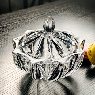 水晶玻璃碗糖果罐水果盘小精致果盘彩色带盖醉虾收纳盒高颜值容器