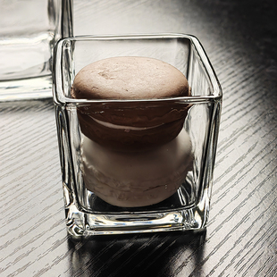 方形玻璃碗小盒子缸器皿罐方碗容器透明小碗正方形方盒无盖收纳杯