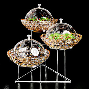 酒店早餐器皿玻璃水果盘沙拉盘子带盖自助餐台展示架凉菜专用餐具
