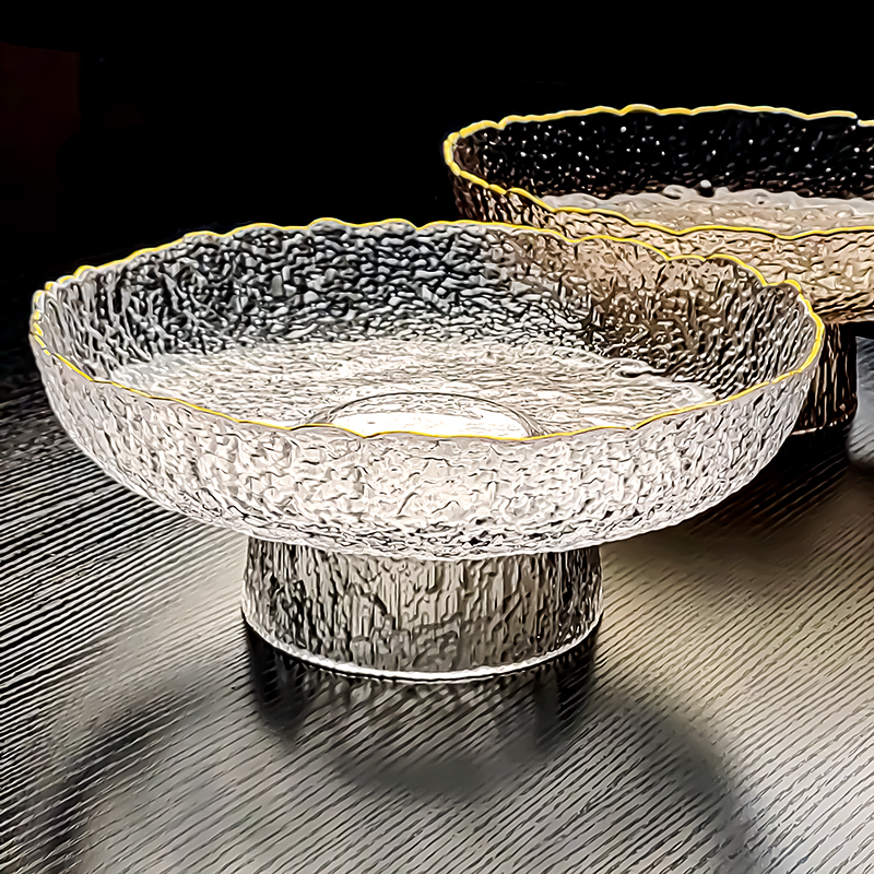 水晶玻璃水果盘家用客厅高档高脚