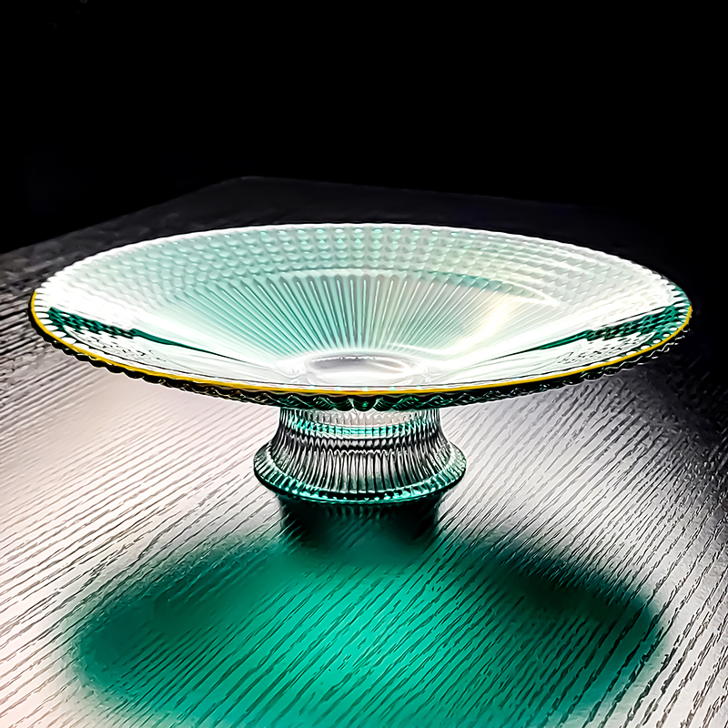 水晶玻璃高脚糖果茶点盘商用