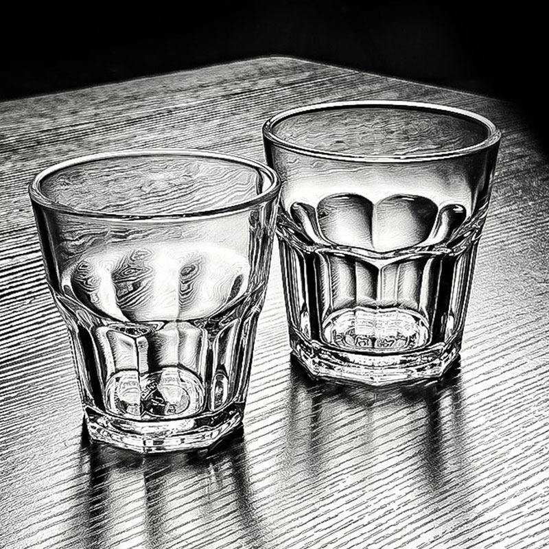 钢化玻璃杯小酒杯茶杯水杯白酒啤酒八角三两200ml3两140厚实高档