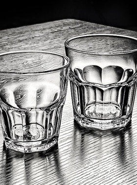 钢化玻璃杯小酒杯茶杯水杯白酒啤酒八角三两200ml3两140厚实高档