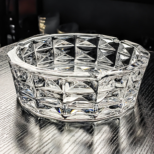 水晶玻璃烟灰缸客厅高端大气上档次超大号特大大容量家用轻奢高级