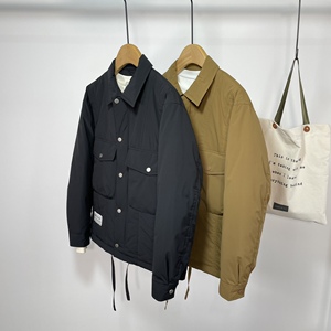 单目冬季新款翻领羽绒服轻薄简约百搭休闲男士短款工装保暖外套