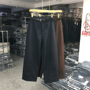 女2025秋季 裤 新款 高腰显瘦阔腿裤 韩版 百搭休闲奶奶裤 直筒九分西装