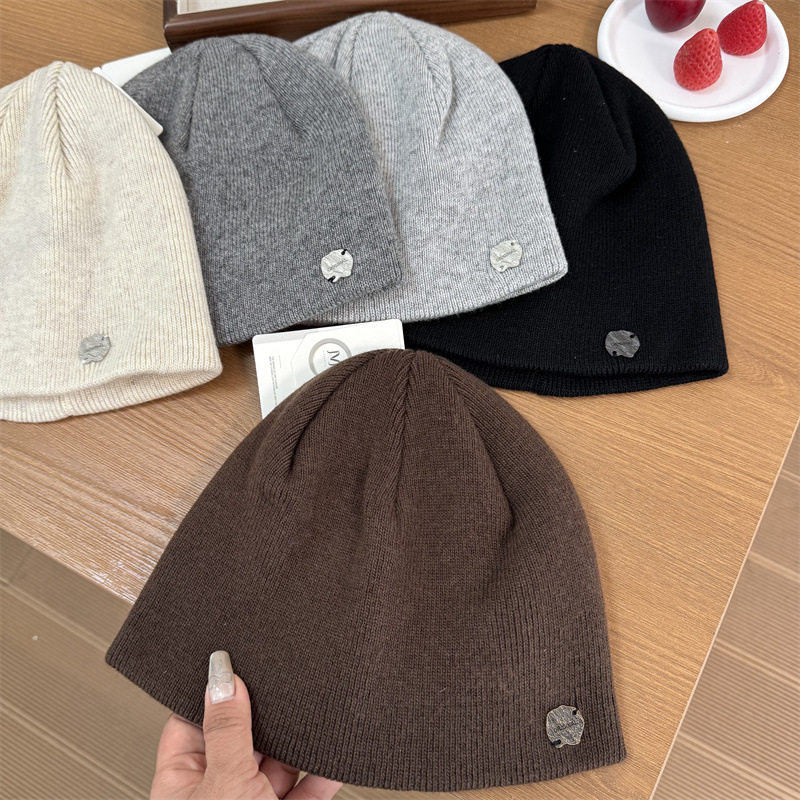 美式潮牌百搭手缝标针织帽男女纯色秋冬保暖护耳毛线帽子情侣冷帽