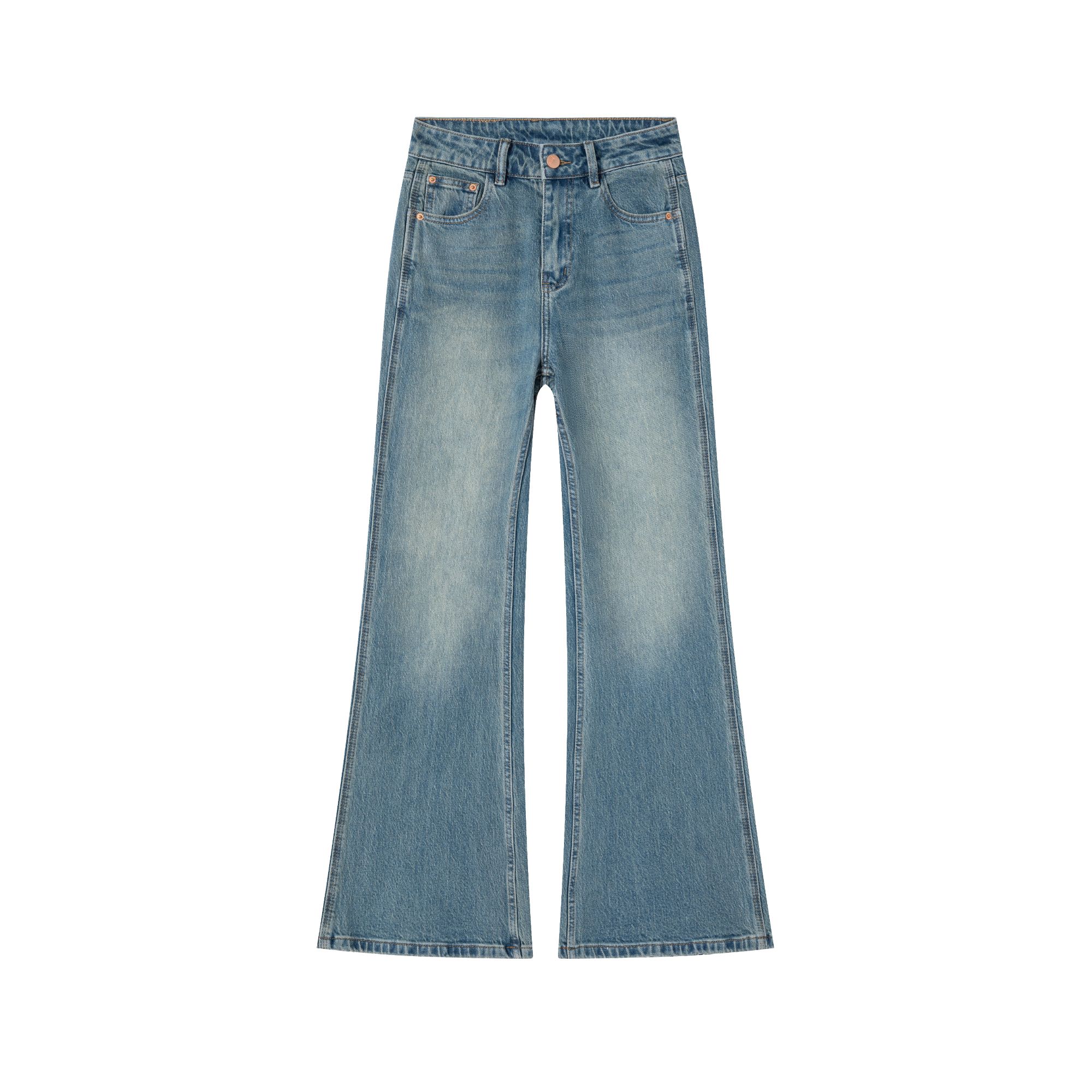 ZDH女装牛仔筒叭裤360度四面弹YKK拉链南油高定水洗牛仔长裤女装