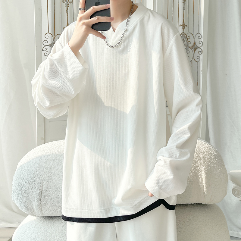 2025 春季新款 旋律风车大码假两件长袖T恤M-5X HT25050-P35