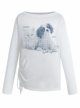 ARAR01 原创“波点猫狗”天丝薄款微透莱赛尔防晒罩衫斜肩长袖女