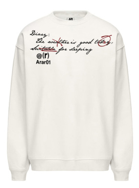 ARAR01“今天日记”标语绣花圆领重磅卫衣美式潮牌宽松秋冬情侣