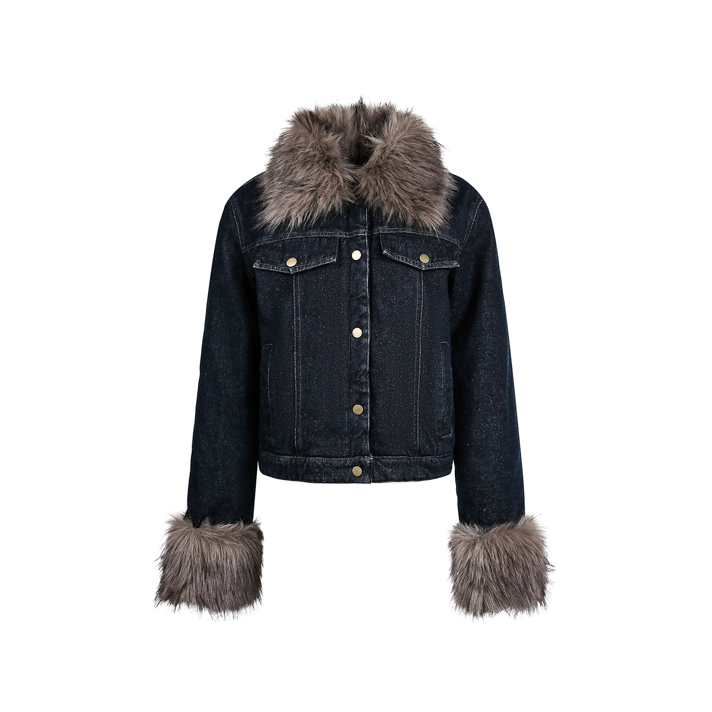 ARAR01 ‘毛领牛仔夹克’街头松弛保暖牛仔夹克棉服外套