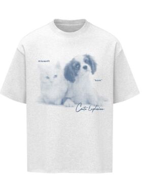 ARAR01 原创“波点猫狗”索罗娜凉感美式短袖国潮流T恤宽松情侣夏