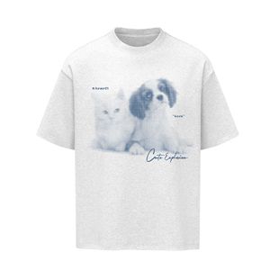 短袖 ARAR01 索罗娜凉感美式 波点猫狗 国潮流T恤宽松情侣夏 原创