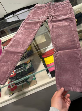 意大利奥莱 moschino 女童 丝绒休闲牛仔裤 紫色 8A 岁