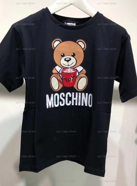 moschino女童圆领短袖小熊T恤