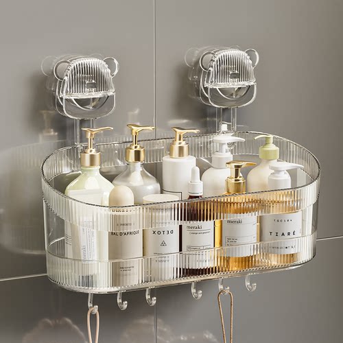 吸盘轻奢置物架免打孔收纳盒