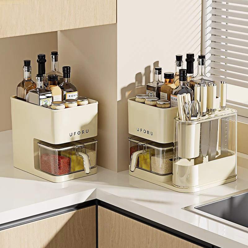厨房调料品置物架油盐酱醋瓶罐收纳架子台面多功能调味盒刀架套装