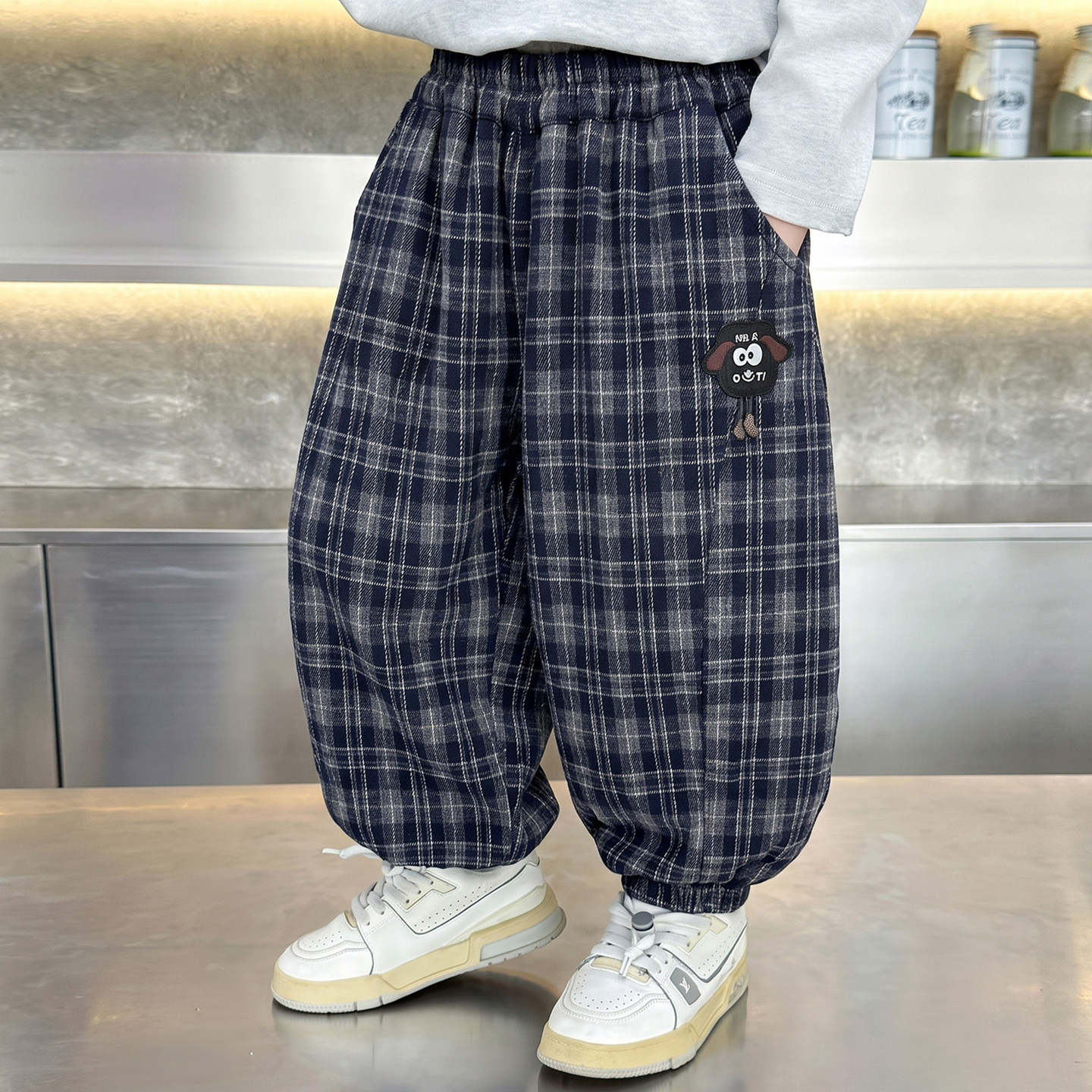 童装男童春秋款裤子儿童2026新款洋气格子束脚裤宝宝男孩休闲裤潮