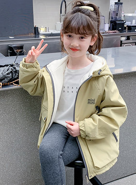 女童加绒加厚外套儿童保暖棉服