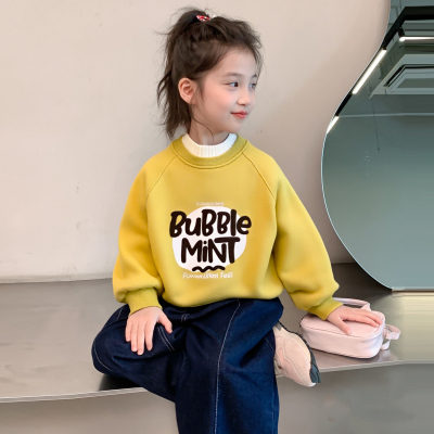 女童秋冬款加绒卫衣儿童加厚冬装