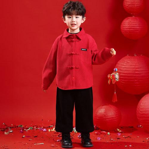 男童拜年服冬装周岁男宝礼服唐装