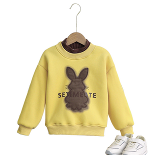 女童卫衣儿童冬季加绒大童2025新款春秋羊羔绒上衣女孩加厚冬装女