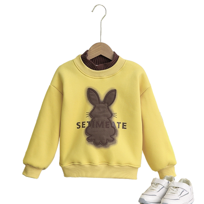 女童加绒加厚卫衣羊羔绒冬装大童