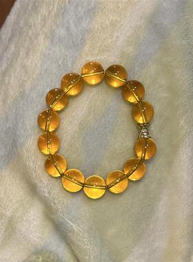 7A天然巴西黄水晶圆珠手串暴力威士忌黄水晶转运招财手炼女款中式