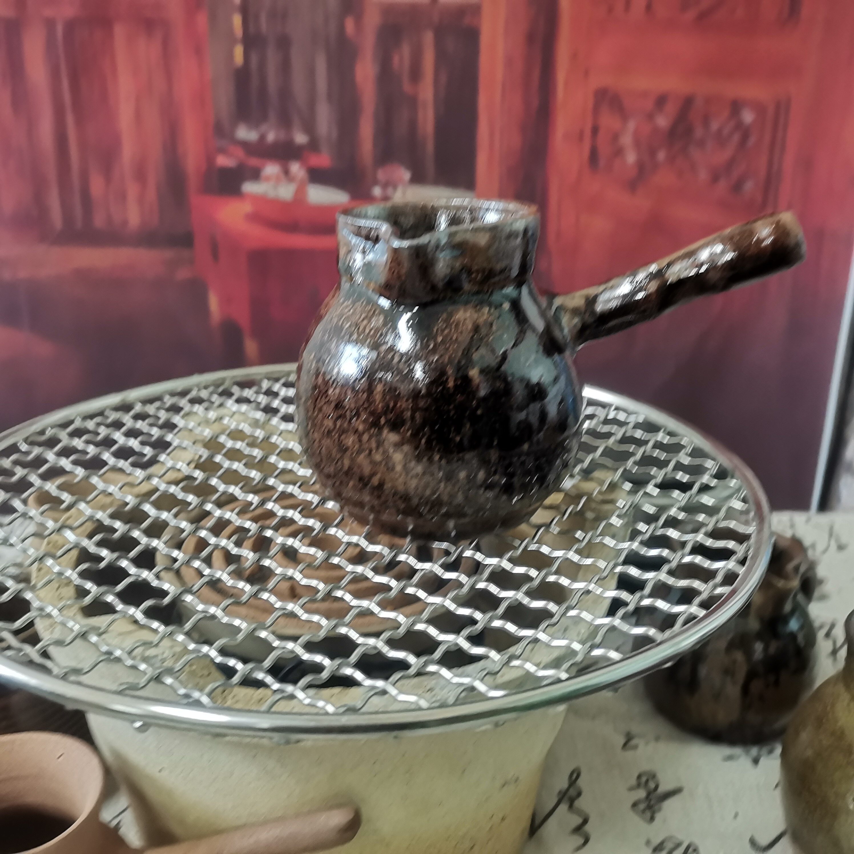 成县沙坝尖川土窑烧制有把茶罐防烫大容量煮茶粗陶土陶罐手工侧把