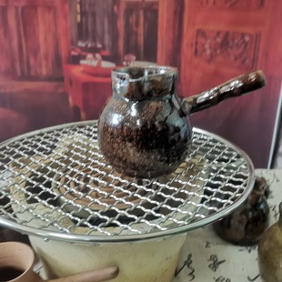 成县沙坝尖川土窑烧制有把茶罐防烫大容量煮茶粗陶土陶罐手工侧把