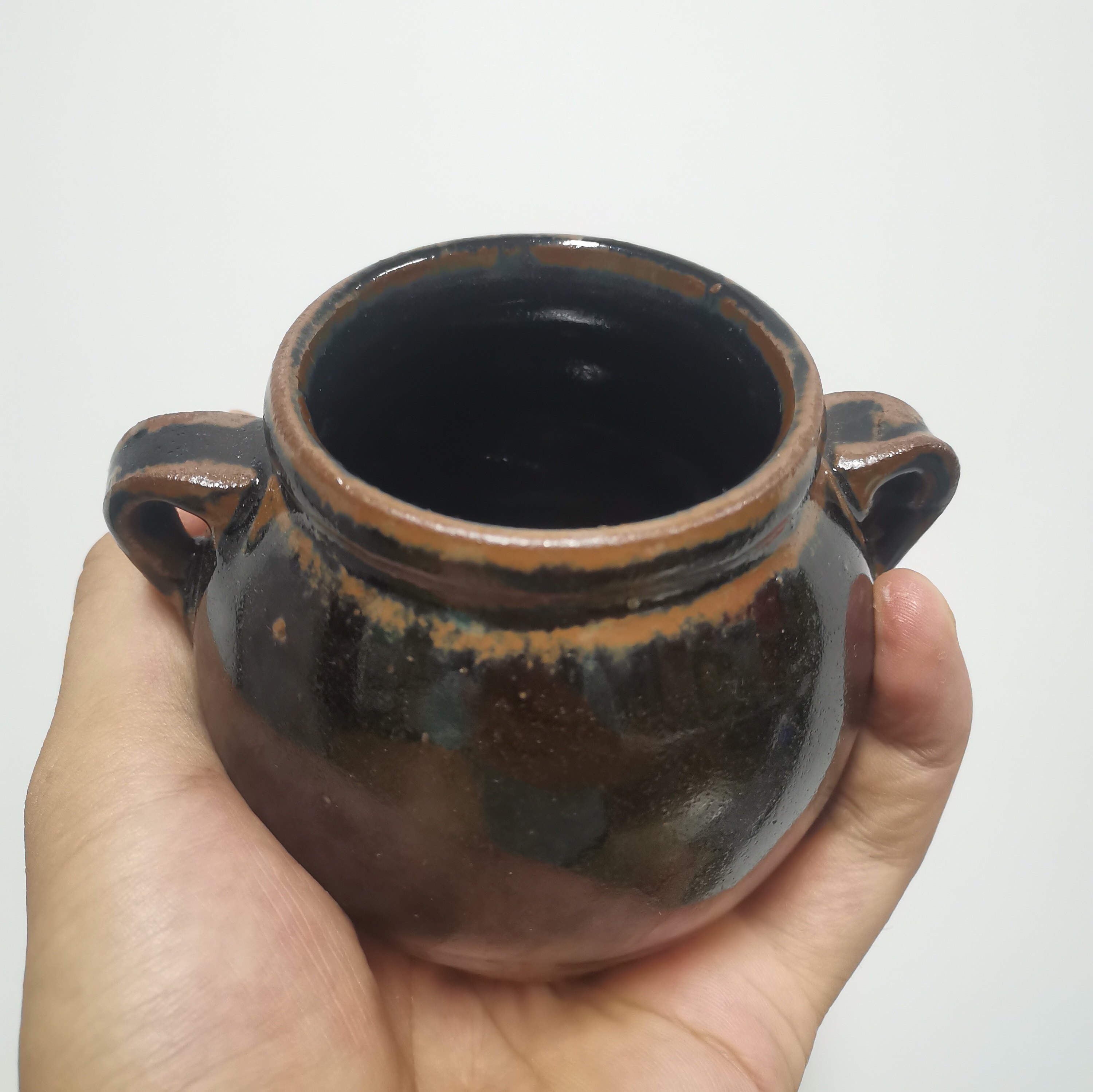 传统老式粗陶罐油盐罐茶叶罐酒柜摆件工艺品土陶瓷旧玩意老物件