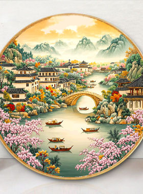 原创版权山水江南十字绣套件居家装饰画自己手绣2026新款风生水起