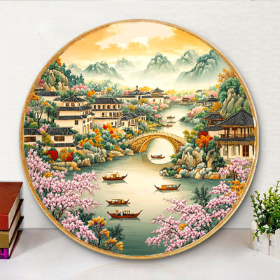 原创版权山水江南十字绣套件居家装饰画自己手绣2026新款风生水起
